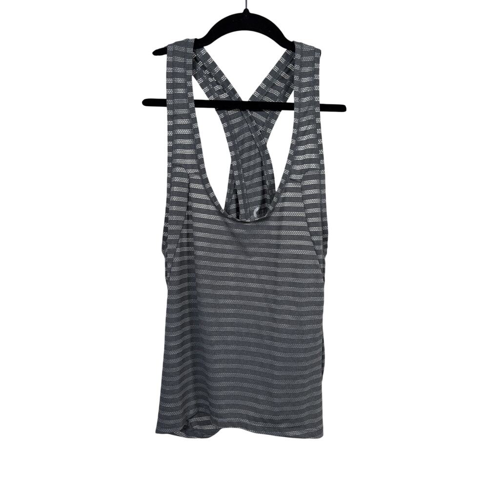 ZYIA Active Tank Top Womens Large Gray Nimbus Split Back Activewear Tie Hem